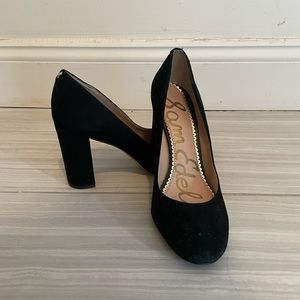 Sam Edelman Closed, Semi Round Toe Block Heels | Black Suede | Size 7.5 |